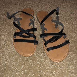 black criss-cross sandals